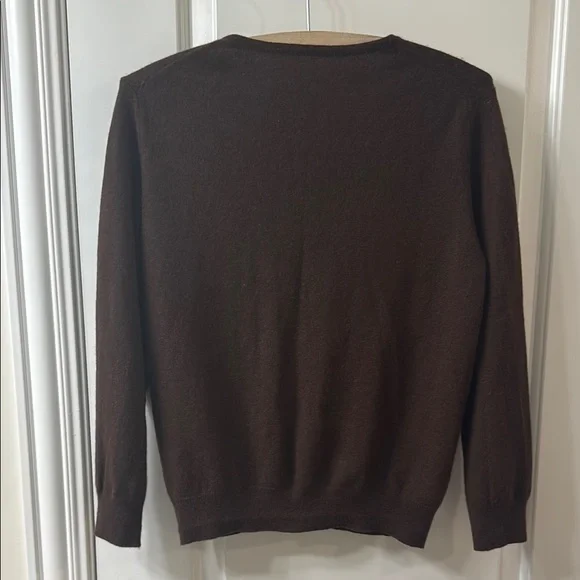 Embroidered Floral Flower Brown Cashmere Cardigan Sweater Size S - Picture 3 of 11